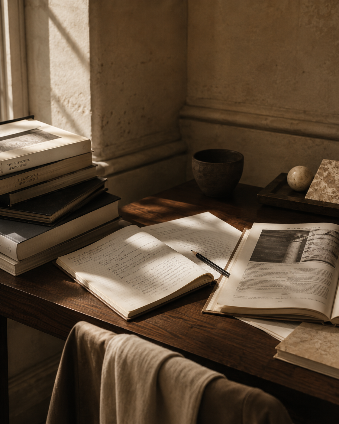 Diadoxi founder, workspace or an editorial image inspired by history and architecture